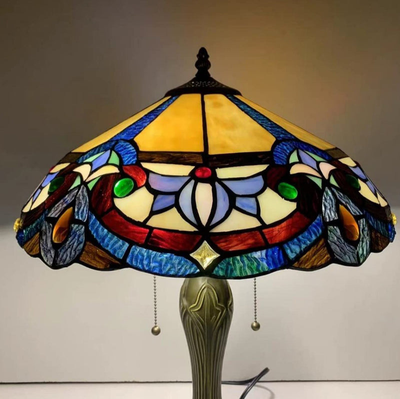 Traditional Tiffany Dome Resin Glass 1-Light Table Lamp For Living Room