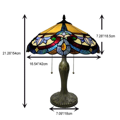 Traditional Tiffany Dome Resin Glass 1-Light Table Lamp For Living Room