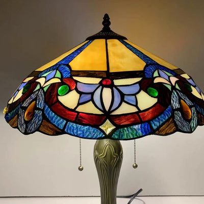 Traditional Tiffany Dome Resin Glass 1-Light Table Lamp For Living Room