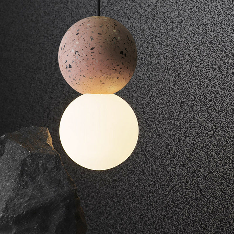 Contemporary Nordic Globe Stone Glass 1-Light Pendant Light For Living Room