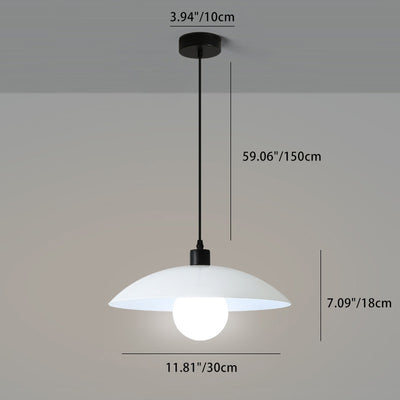 Lámpara colgante contemporánea nórdica redonda de hierro y vidrio de 1 luz para sala de estar 