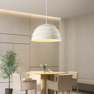 Traditionelle japanische Kuppel Aluminium Silikon 1-Licht Pendelleuchte für Wohnzimmer 