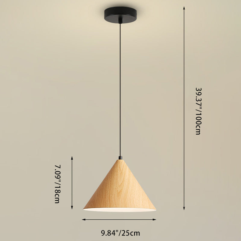 Contemporary Nordic Cone Iron 1-Light Pendant Light For Living Room