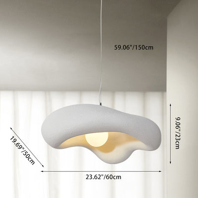 Traditional Japanese Cloud Plastic 1-Light Pendant Light For Living Room