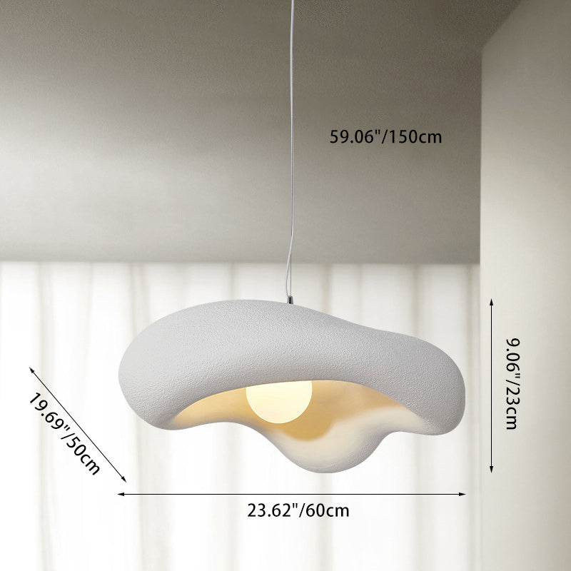 Traditional Japanese Cloud Plastic 1-Light Pendant Light For Living Room