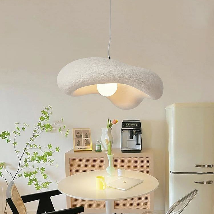 Traditional Japanese Cloud Plastic 1-Light Pendant Light For Living Room