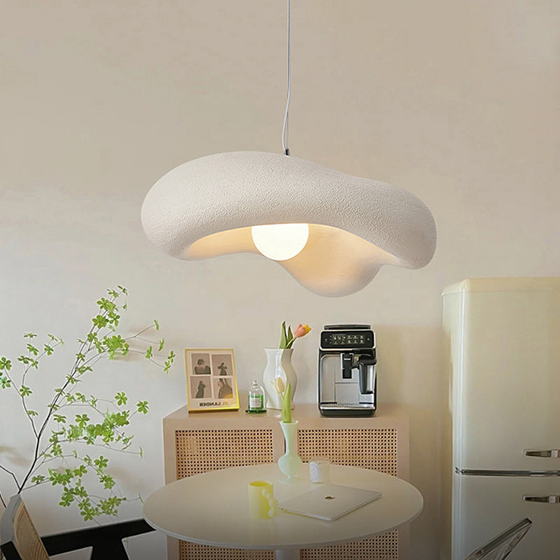 Traditional Japanese Cloud Plastic 1-Light Pendant Light For Living Room