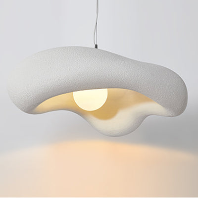 Traditional Japanese Cloud Plastic 1-Light Pendant Light For Living Room