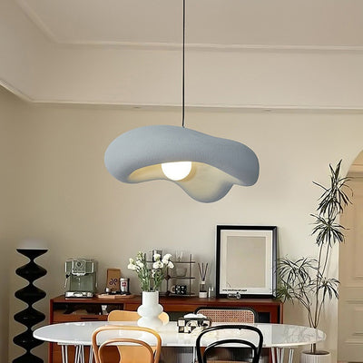 Traditional Japanese Cloud Plastic 1-Light Pendant Light For Living Room