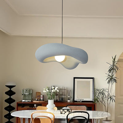 Traditional Japanese Cloud Plastic 1-Light Pendant Light For Living Room