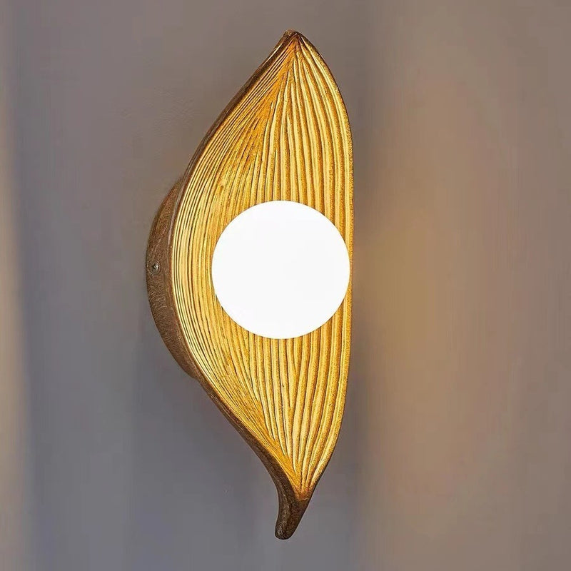 Contemporary Nordic Leaf Resin Plastic 1-Light Wall Sconce Lamp For Living Room