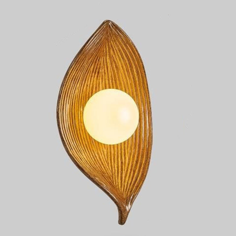 Contemporary Nordic Leaf Resin Plastic 1-Light Wall Sconce Lamp For Living Room