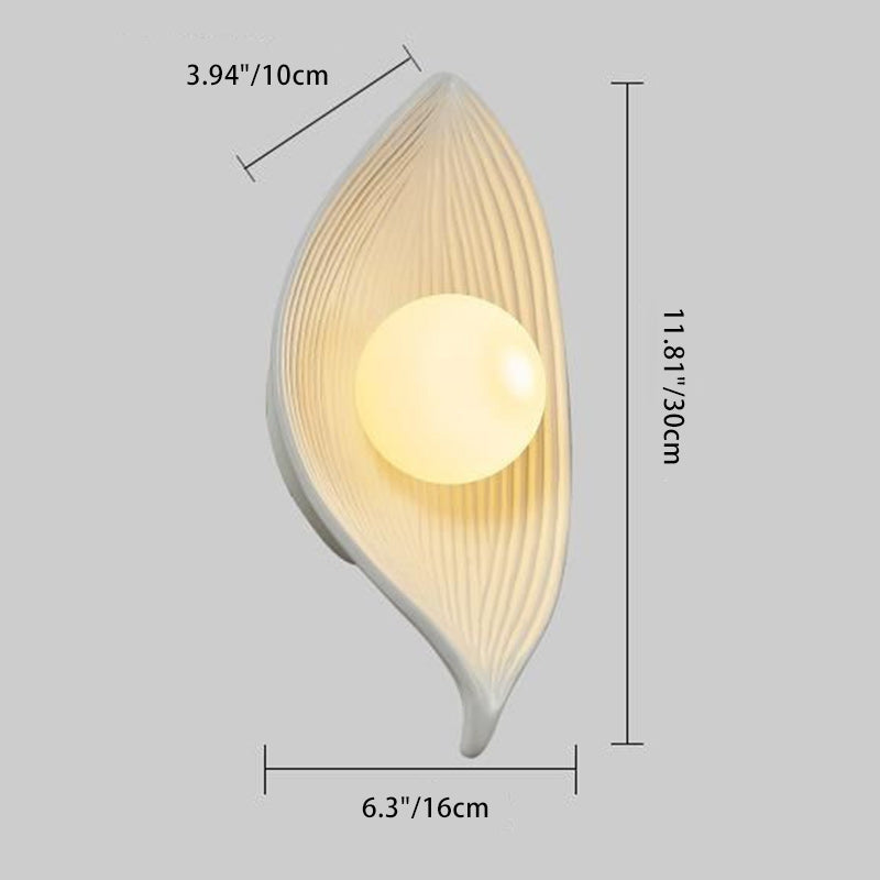 Contemporary Nordic Leaf Resin Plastic 1-Light Wall Sconce Lamp For Living Room