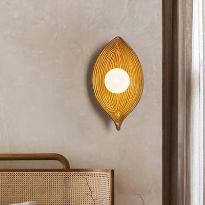 Contemporary Nordic Leaf Resin Plastic 1-Light Wall Sconce Lamp For Living Room