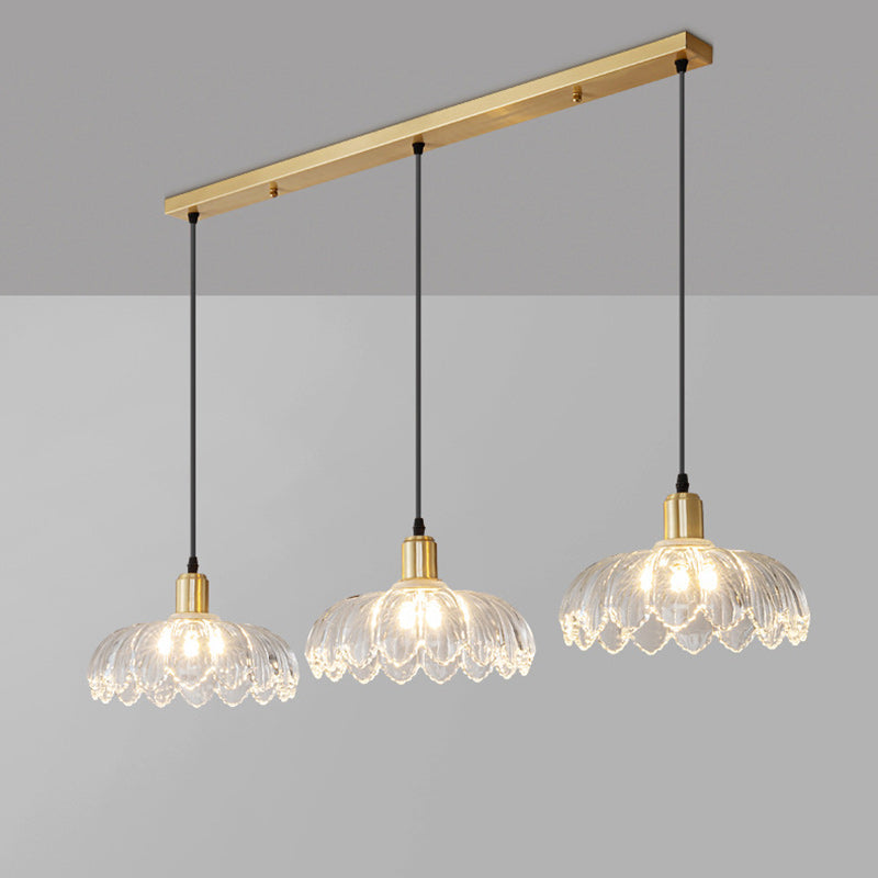 Contemporary Nordic Dome Copper Glass 1/3-Light Pendant Light For Living Room