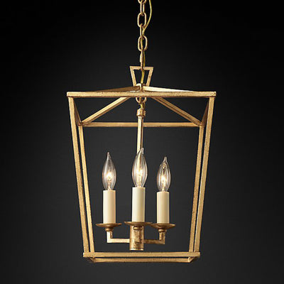 Contemporary Scandinavian Cage Iron 4-Light Pendant Light For Living Room