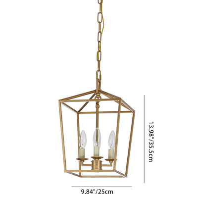 Contemporary Scandinavian Cage Iron 4-Light Pendant Light For Living Room