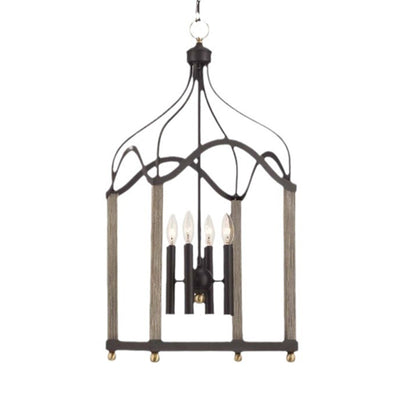 Contemporary Scandinavian Cage Iron 4-Light Pendant Light For Living Room