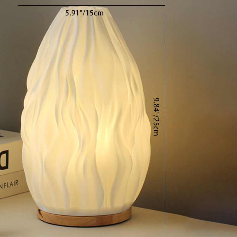 Contemporary Nordic Column Wood Plastic 1-Light Table Lamp For Living Room