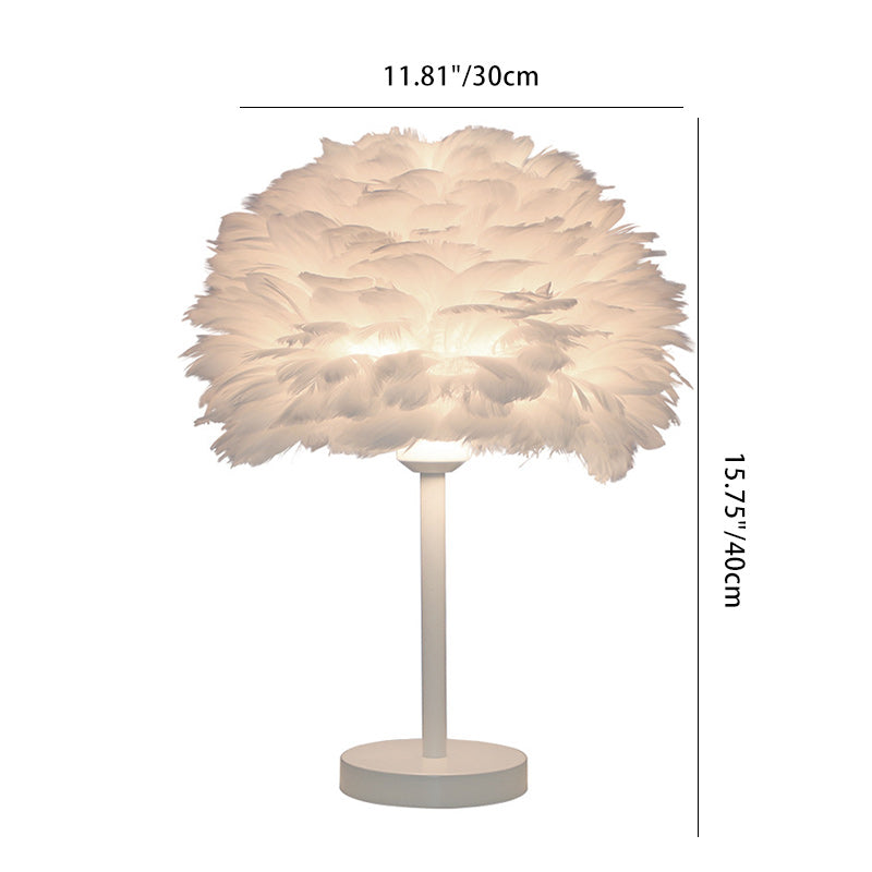 Contemporary Nordic Oval Iron Feather 1-Light Table Lamp For Living Room