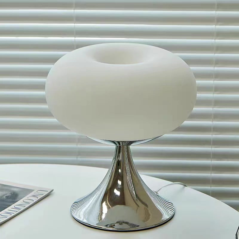 Contemporary Creative Round Steel Glass 1-Light Table Lamp For Living Room