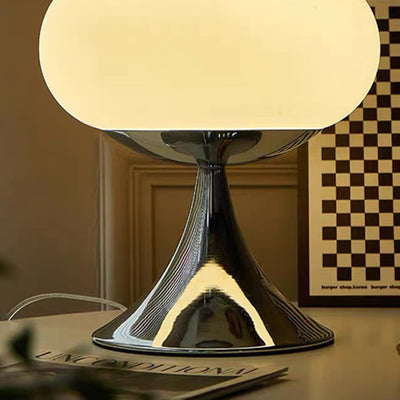 Contemporary Creative Round Steel Glass 1-Light Table Lamp For Living Room