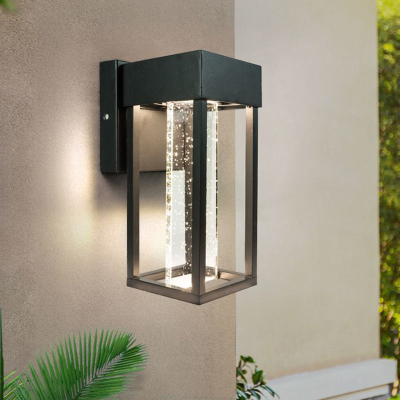 Modern Minimalist Rectangular Aluminum Glass LED Wall Sconce Lamp For Garden