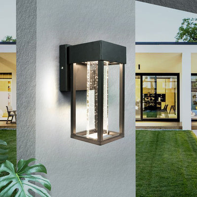 Modern Minimalist Rectangular Aluminum Glass LED Wall Sconce Lamp For Garden