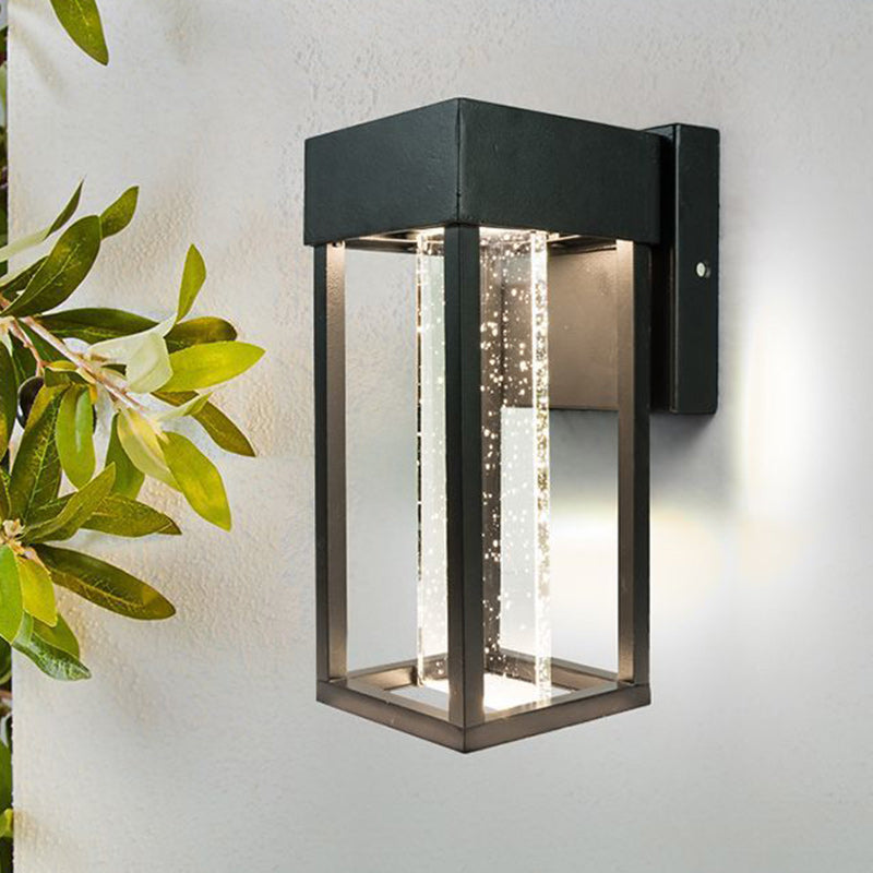 Modern Minimalist Rectangular Aluminum Glass LED Wall Sconce Lamp For Garden