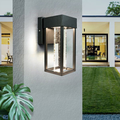 Modern Minimalist Rectangular Aluminum Glass LED Wall Sconce Lamp For Garden