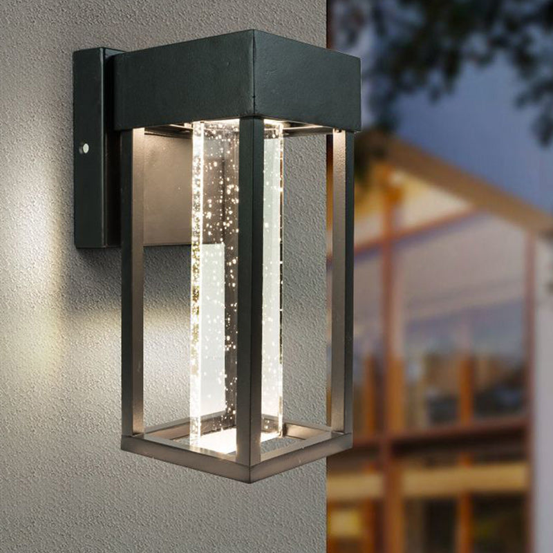 Modern Minimalist Rectangular Aluminum Glass LED Wall Sconce Lamp For Garden