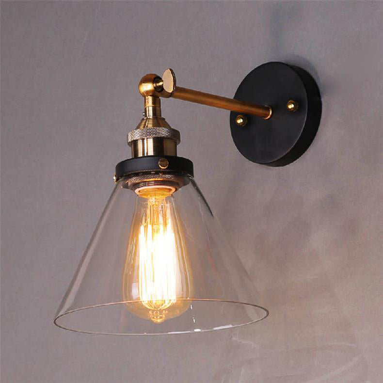 Zeitgenössische Einfachheit Kuppel Eisen Glas 1-Licht Wandleuchte Lampe für Wohnzimmer 