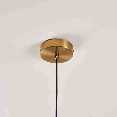 Traditional Japanese Round Copper Wood 1-Light Pendant Light For Living Room