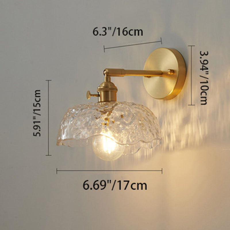 Contemporary Nordic Dome Copper Glass 1-Light Wall Sconce Lamp For Living Room