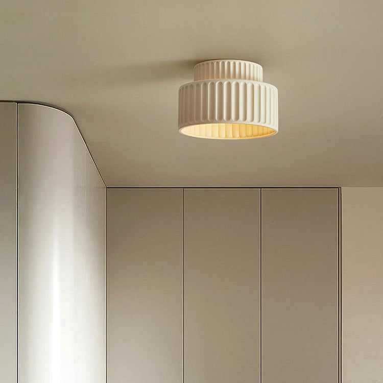 Contemporary Scandinavian Cylinder Plastic 1-Light Flush Mount Ceiling Light For Living Room