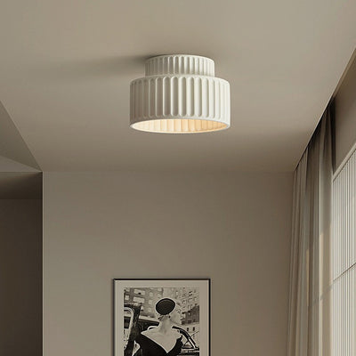 Contemporary Scandinavian Cylinder Plastic 1-Light Flush Mount Ceiling Light For Living Room