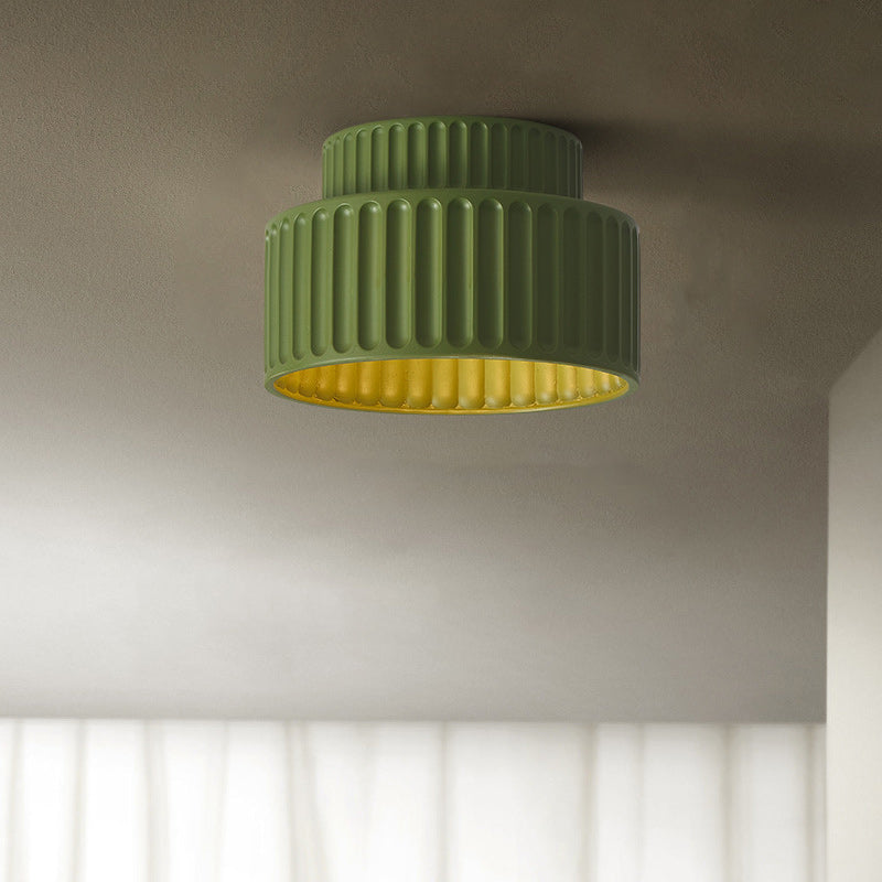 Contemporary Scandinavian Cylinder Plastic 1-Light Flush Mount Ceiling Light For Living Room