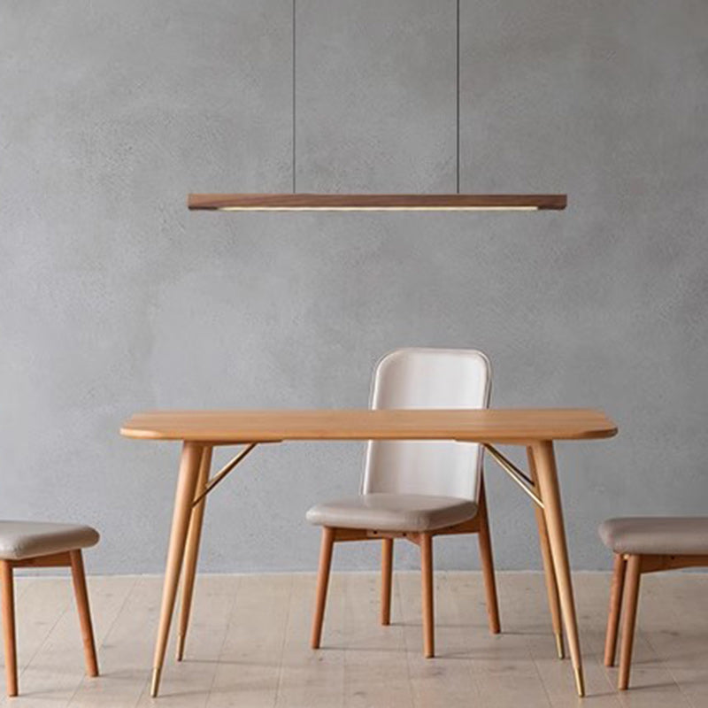 Moderne minimalistische Streifen Holz Acryl LED Insel Licht Kronleuchter für Wohnzimmer 