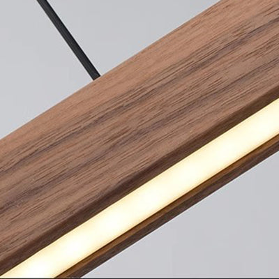 Moderne minimalistische Streifen Holz Acryl LED Insel Licht Kronleuchter für Wohnzimmer 