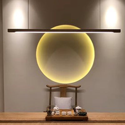 Moderne minimalistische Streifen Holz Acryl LED Insel Licht Kronleuchter für Wohnzimmer 