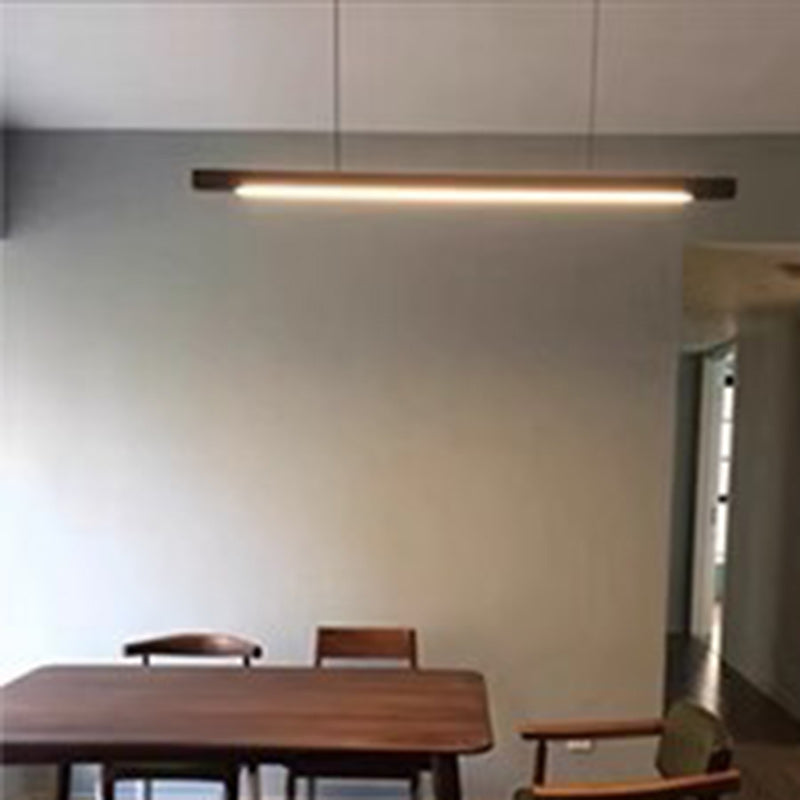 Moderne minimalistische Streifen Holz Acryl LED Insel Licht Kronleuchter für Wohnzimmer 