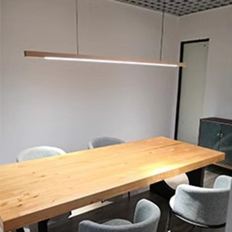 Moderne minimalistische Streifen Holz Acryl LED Insel Licht Kronleuchter für Wohnzimmer 