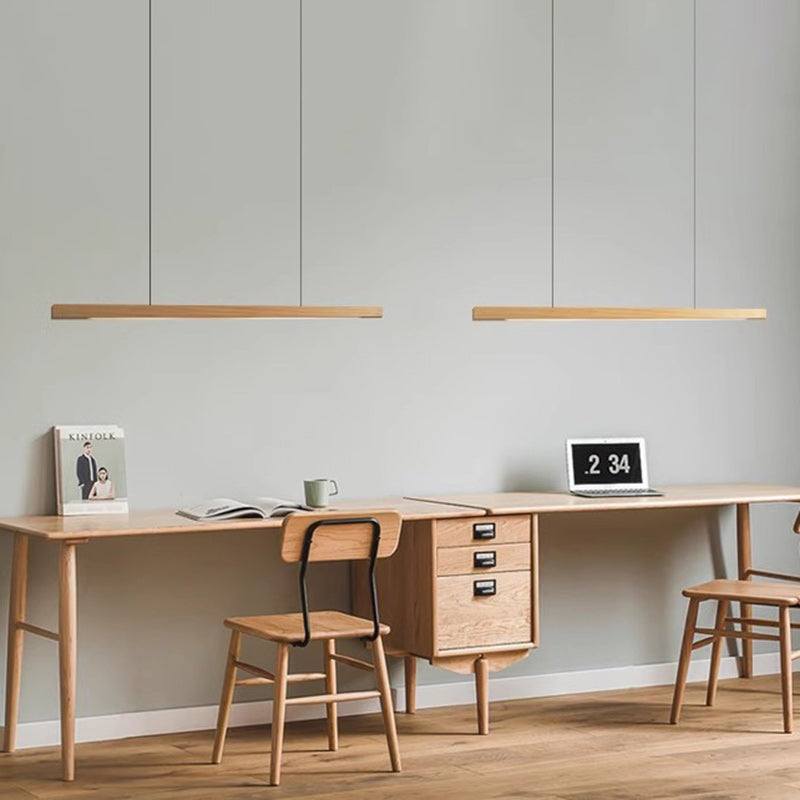 Moderne minimalistische Streifen Holz Acryl LED Insel Licht Kronleuchter für Wohnzimmer 