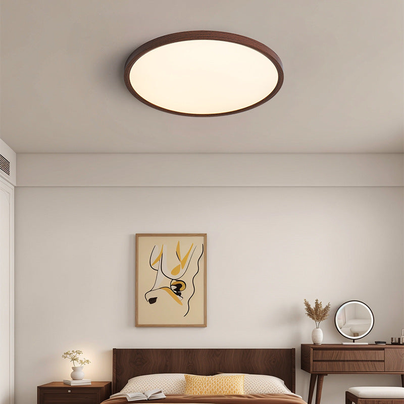 Traditional Japanese Round Plastic LED Flush Mount Ceiling Light For Living Room