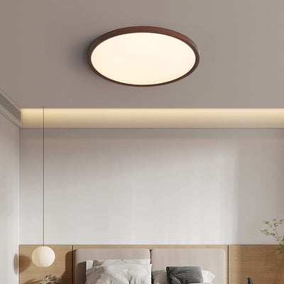 Traditional Japanese Round Plastic LED Flush Mount Ceiling Light For Living Room