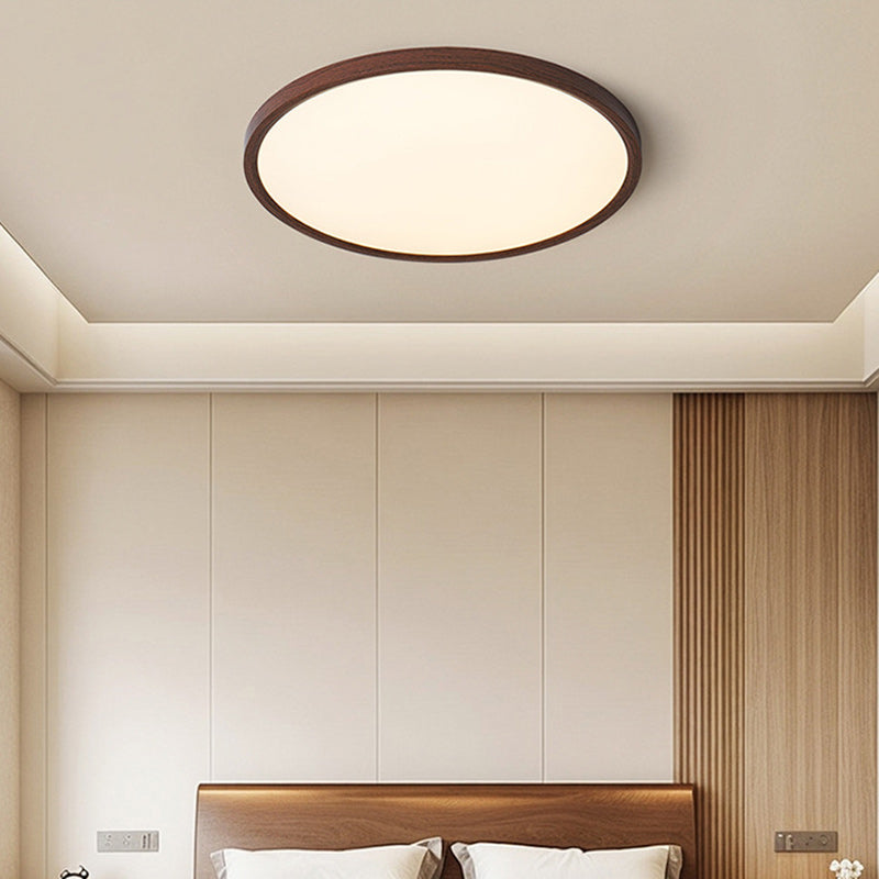 Traditional Japanese Round Plastic LED Flush Mount Ceiling Light For Living Room