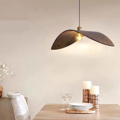 Traditional Japanese Oval Iron Wood 1-Light Pendant Light For Dining Room