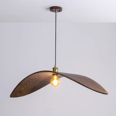 Traditional Japanese Oval Iron Wood 1-Light Pendant Light For Dining Room