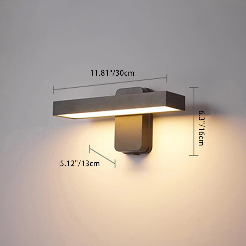 Modern Minimalist Rectangular Aluminum Glass LED Wall Sconce Lamp For Garden