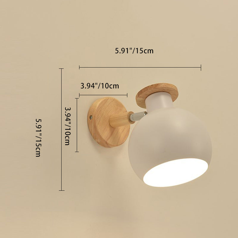 Contemporary Creative Round Wood Iron 1-Light Wall Sconce Lamp For Living Room